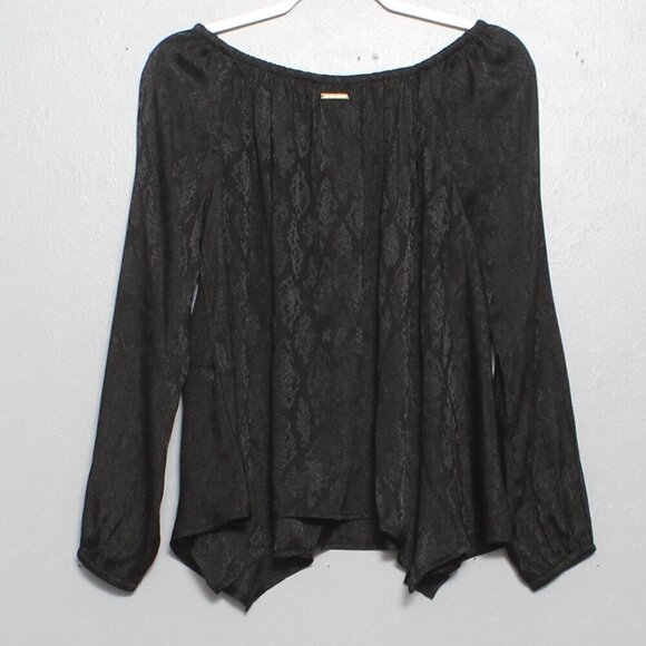 Michael Michael Kors NWT black snakeskin handkerchief hem jacquard to blouse - Picture 2 of 9